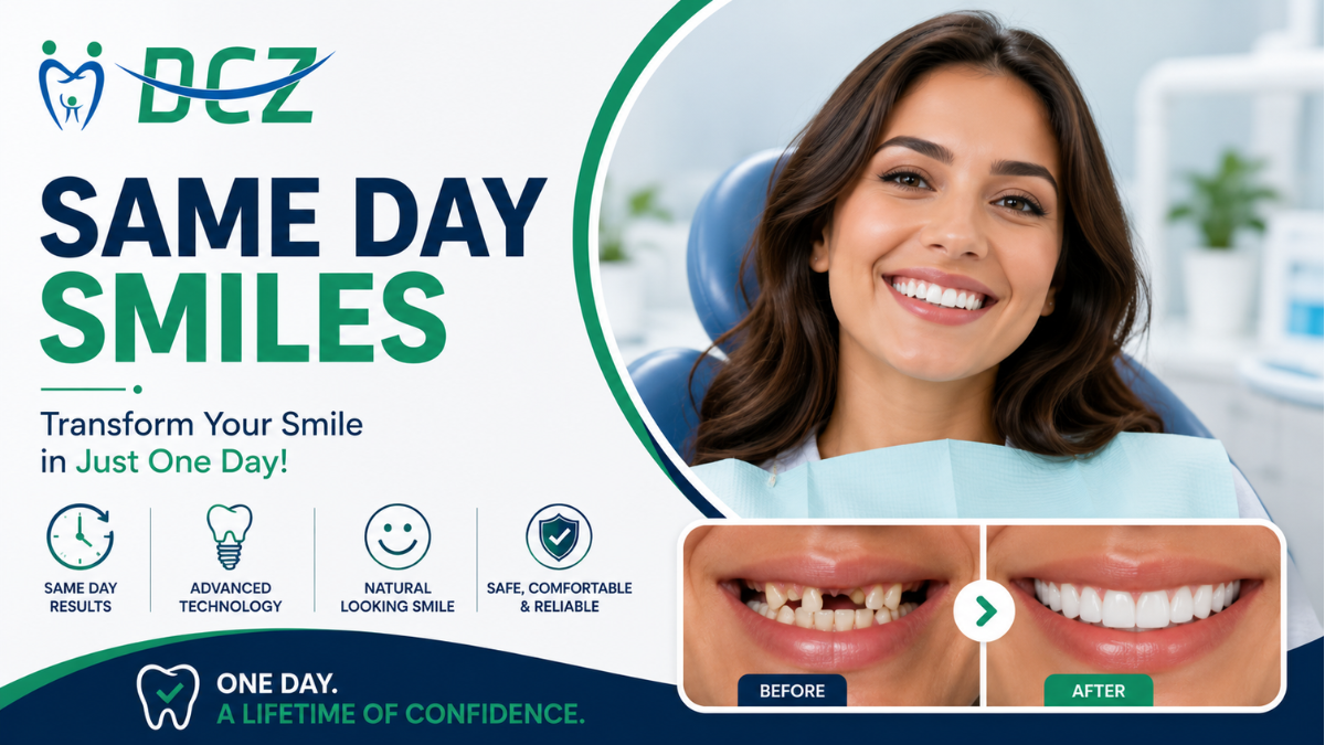 Get a confident smile in a single visit with Same Day Smiles.